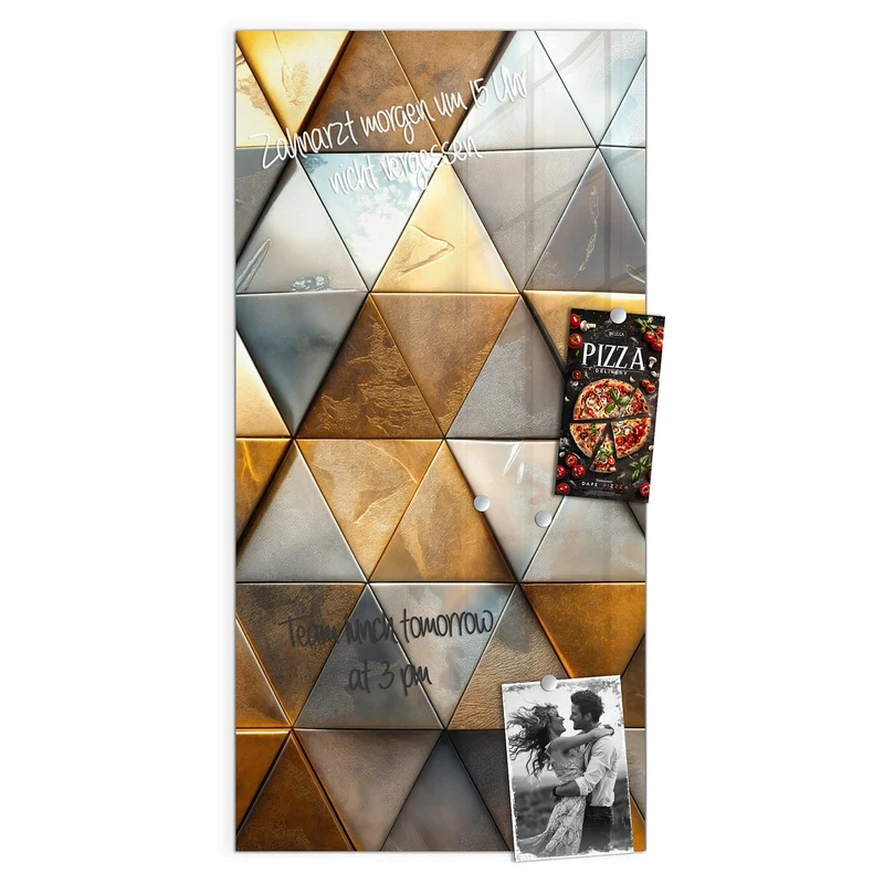 Magnettafel - Metalldreiecke in Gold