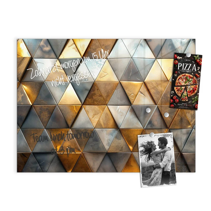 Magnettafel - Metalldreiecke in Gold