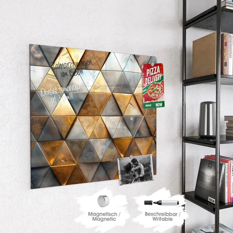 Magnettafel - Metalldreiecke in Gold