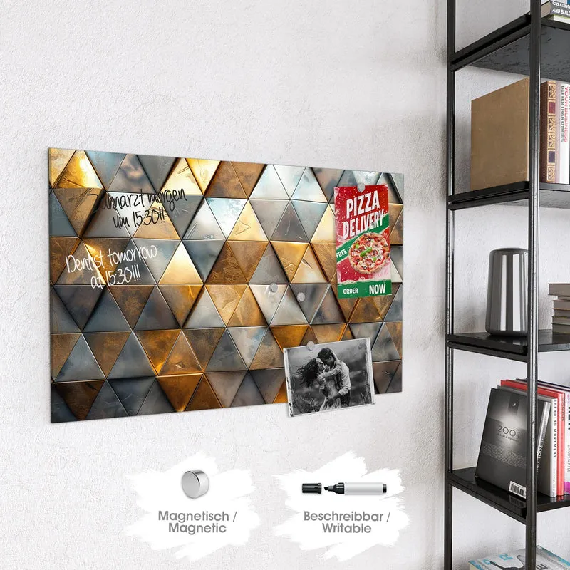 Magnettafel - Metalldreiecke in Gold