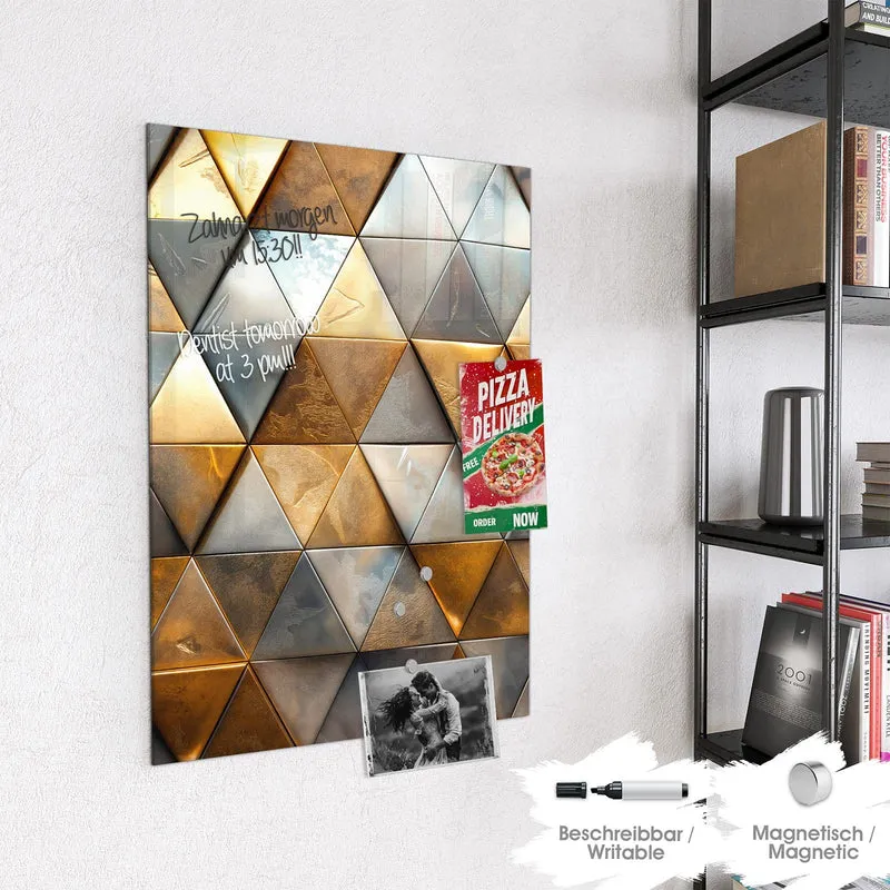 Magnettafel - Metalldreiecke in Gold
