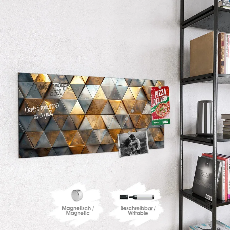 Magnettafel - Metalldreiecke in Gold