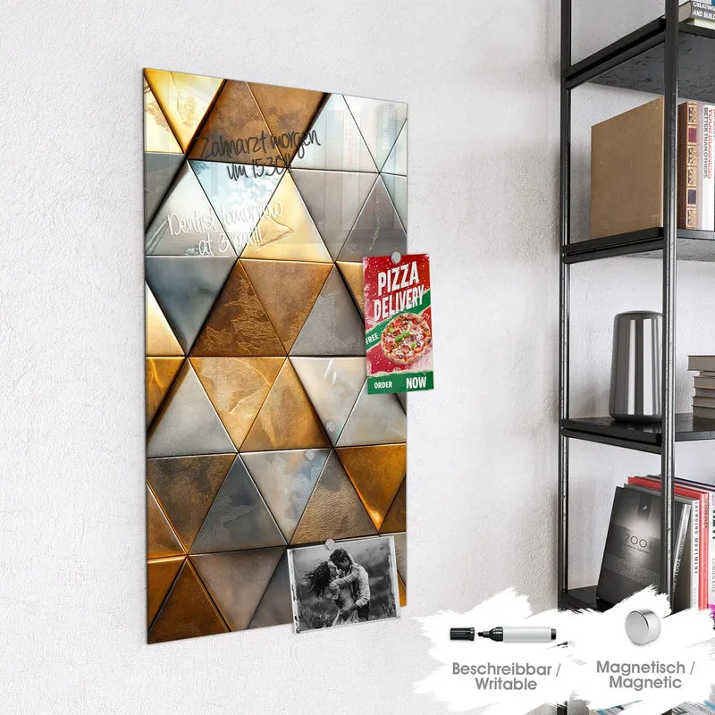 Magnettafel - Metalldreiecke in Gold