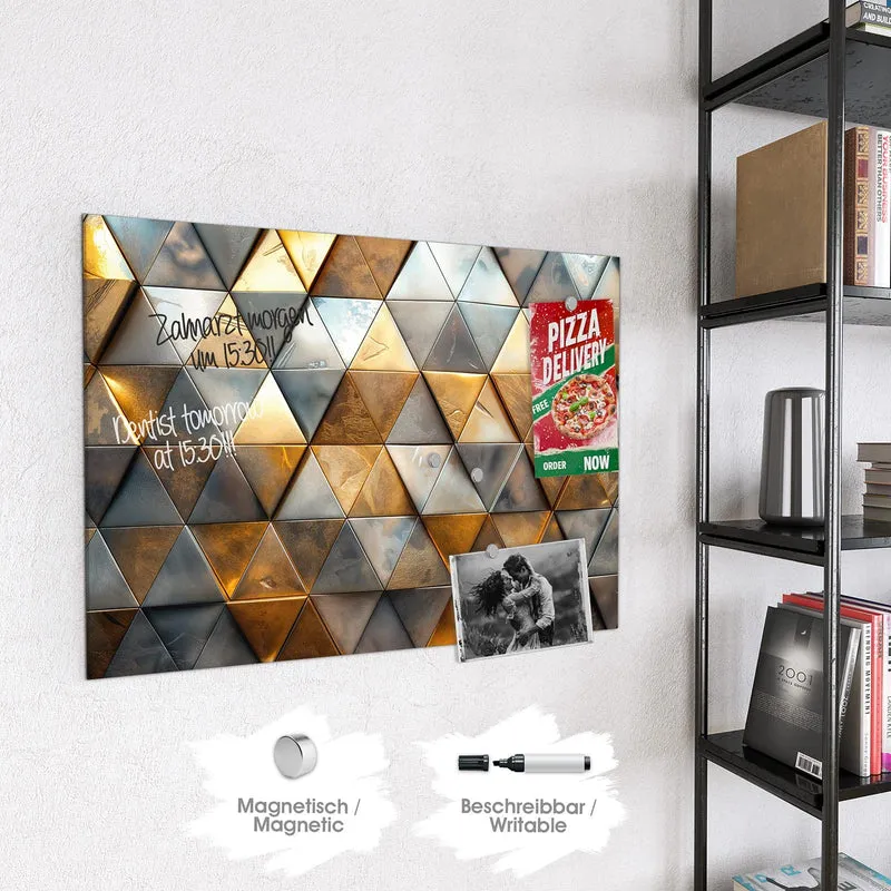 Magnettafel - Metalldreiecke in Gold