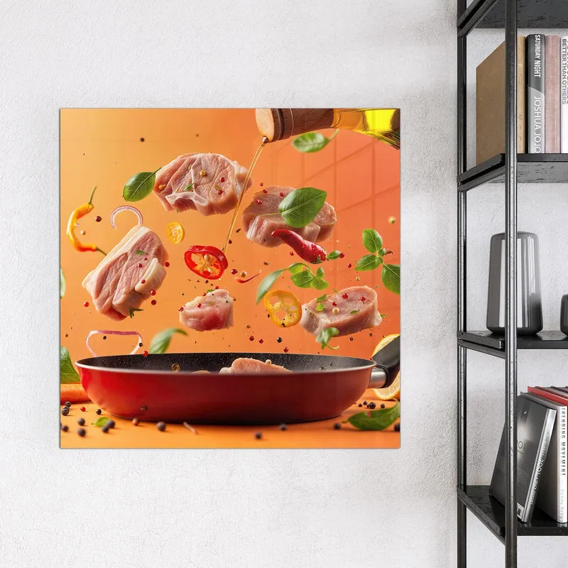 Magnettafel - Zutaten über der Pfanne
