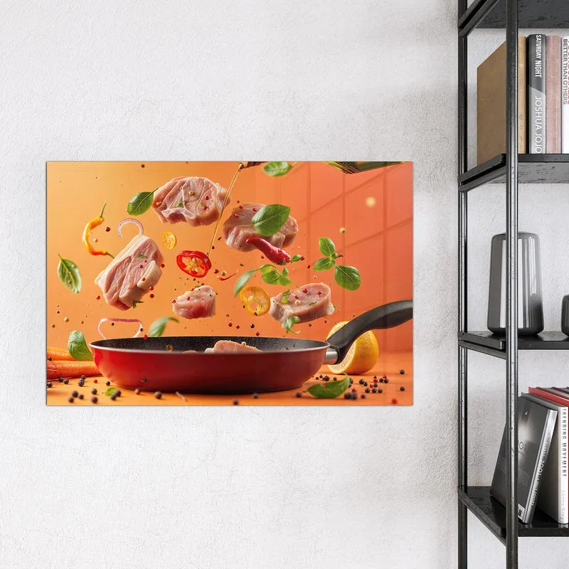Magnettafel - Zutaten über der Pfanne
