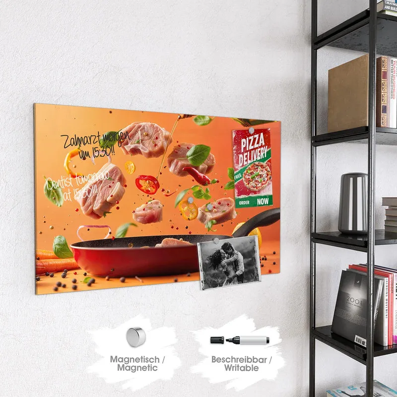 Magnettafel - Zutaten über der Pfanne