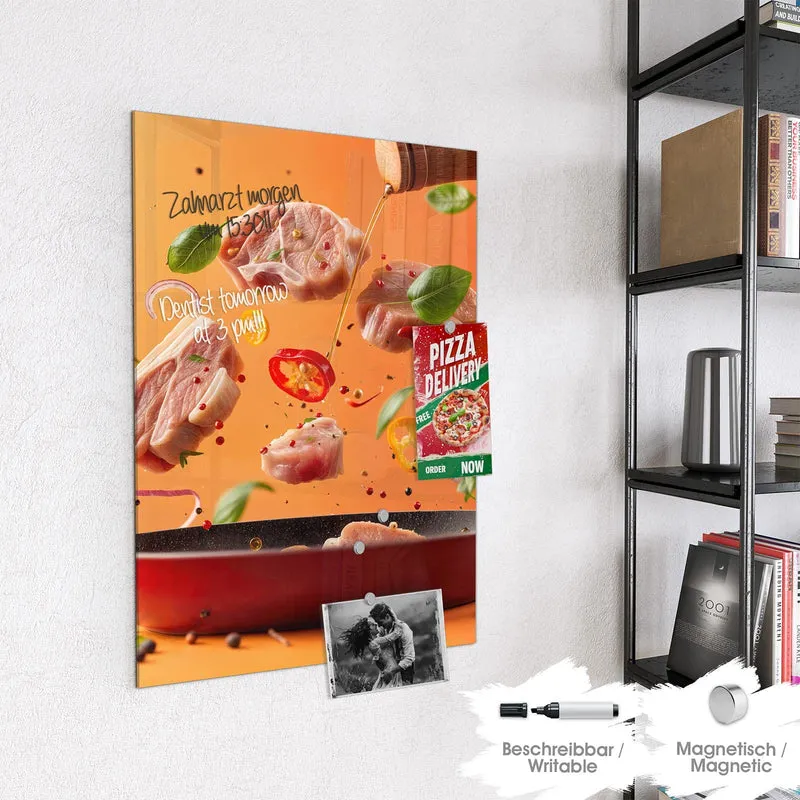 Magnettafel - Zutaten über der Pfanne