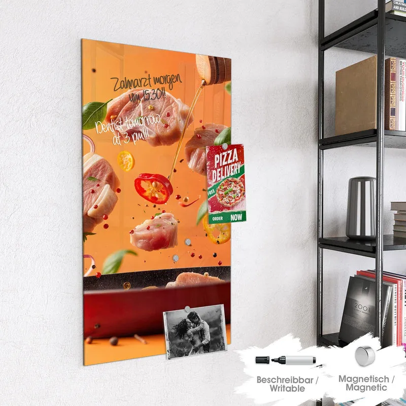 Magnettafel - Zutaten über der Pfanne