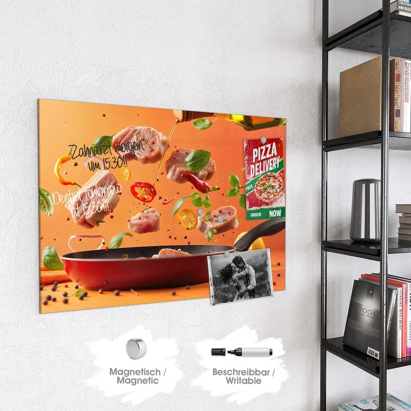 Magnettafel - Zutaten über der Pfanne