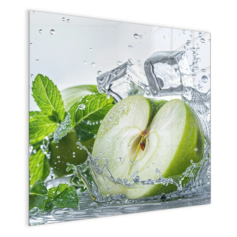 Magnettafel - Grüner Apfel mit Minze