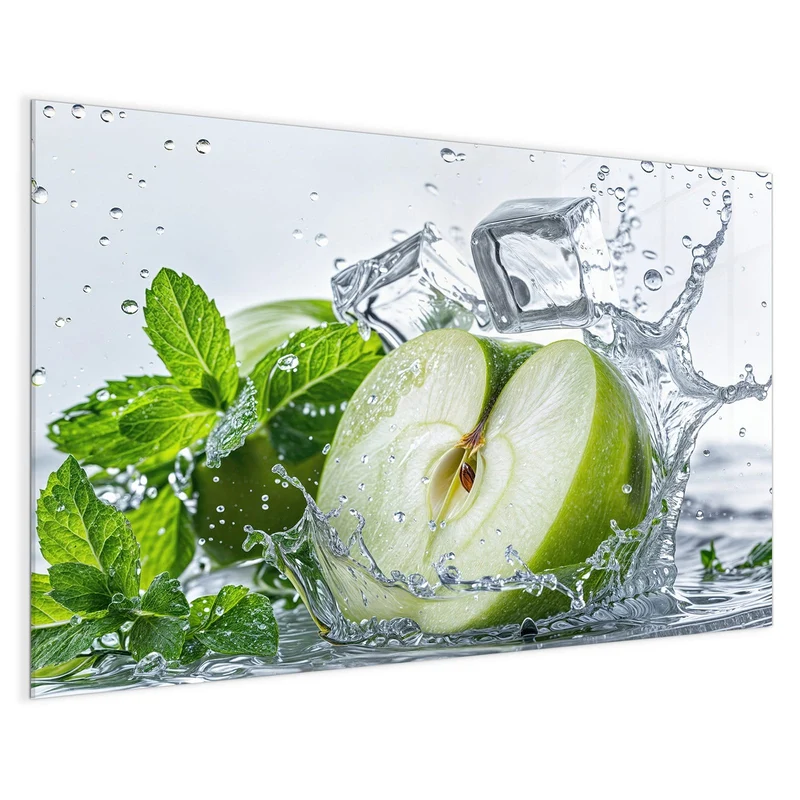 Magnettafel - Grüner Apfel mit Minze