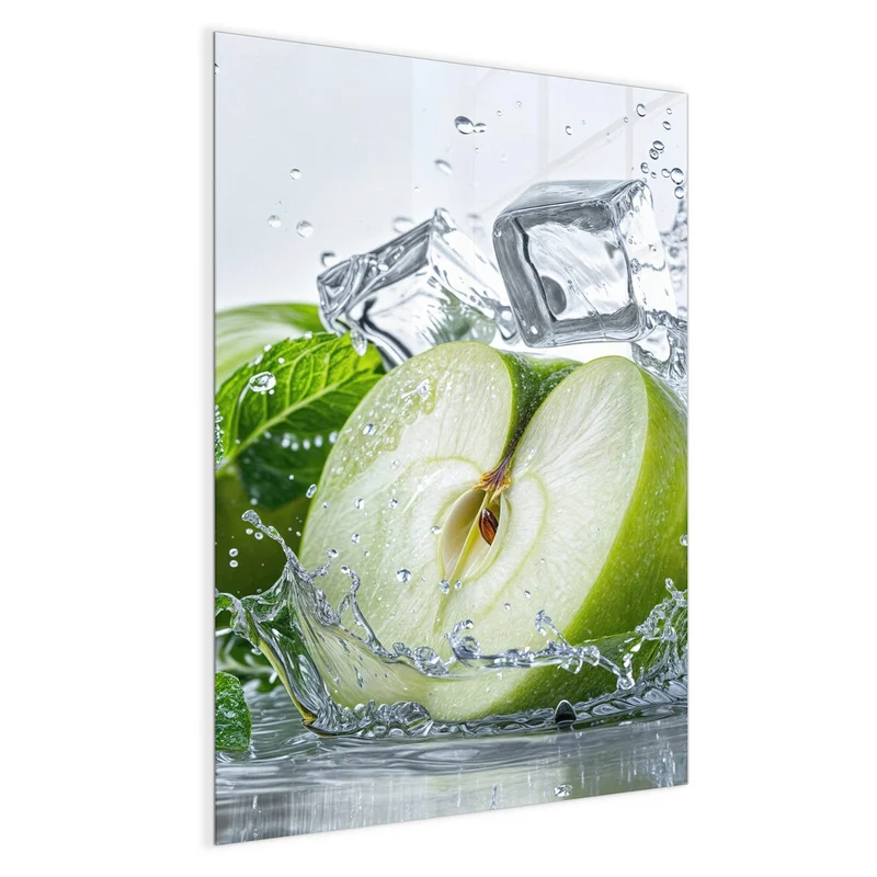 Magnettafel - Grüner Apfel mit Minze