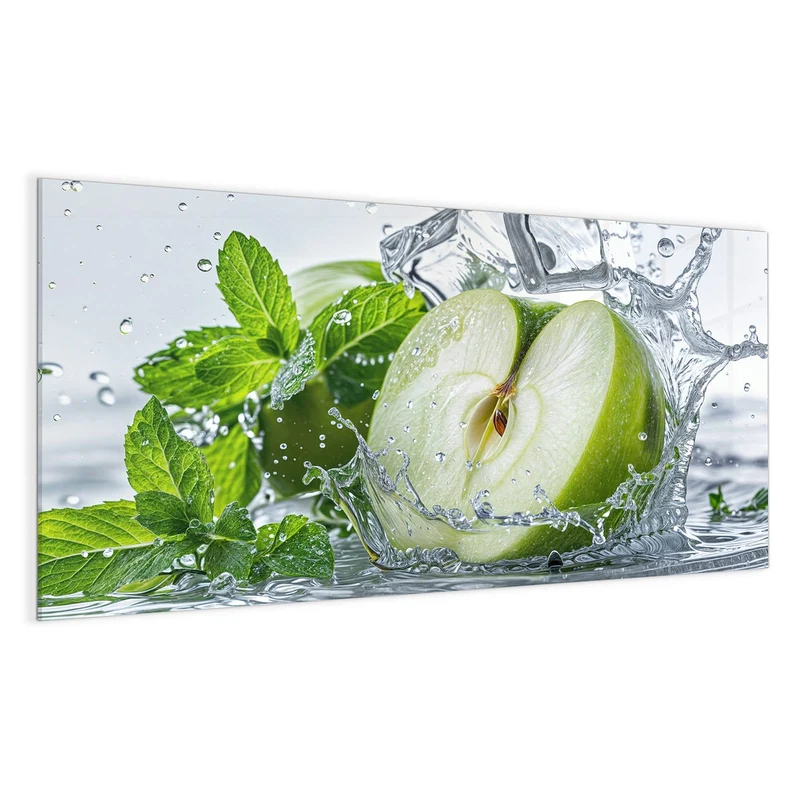Magnettafel - Grüner Apfel mit Minze
