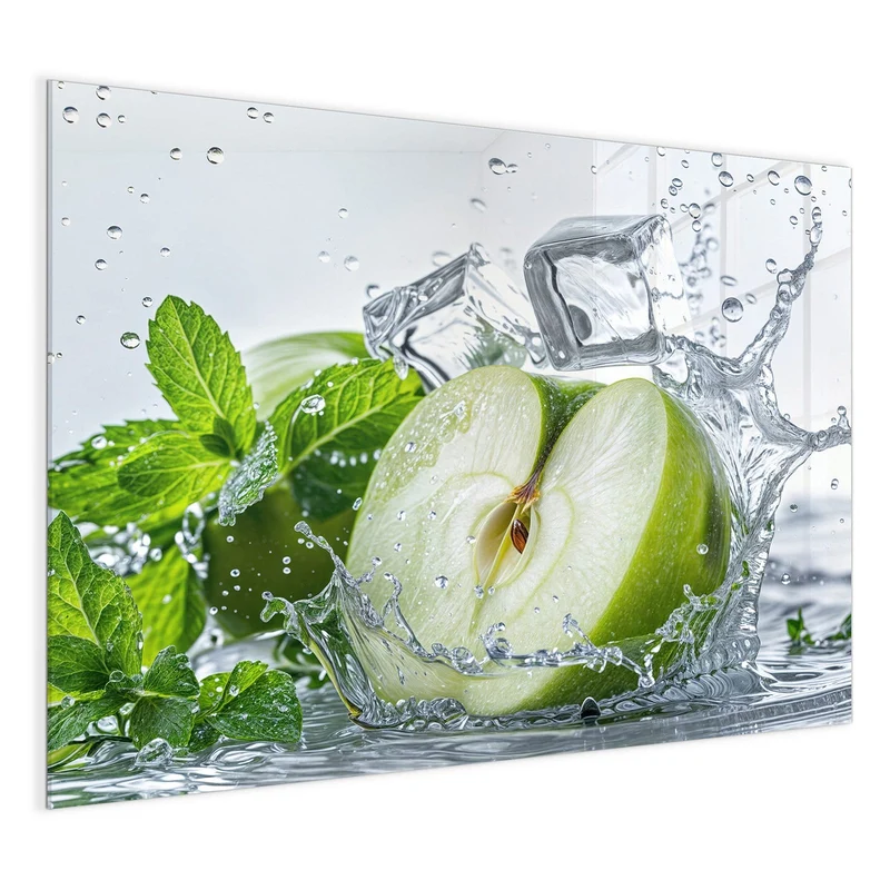 Magnettafel - Grüner Apfel mit Minze