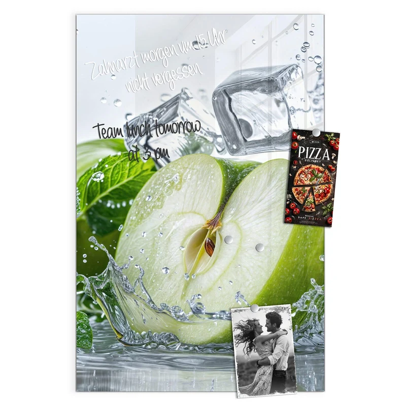 Magnettafel - Grüner Apfel mit Minze