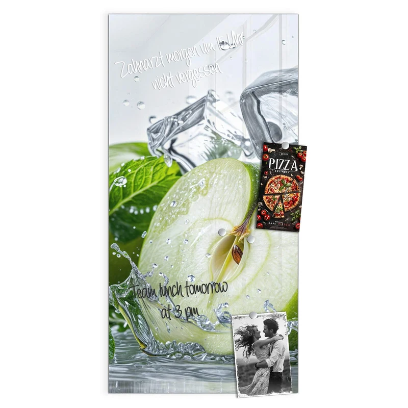 Magnettafel - Grüner Apfel mit Minze
