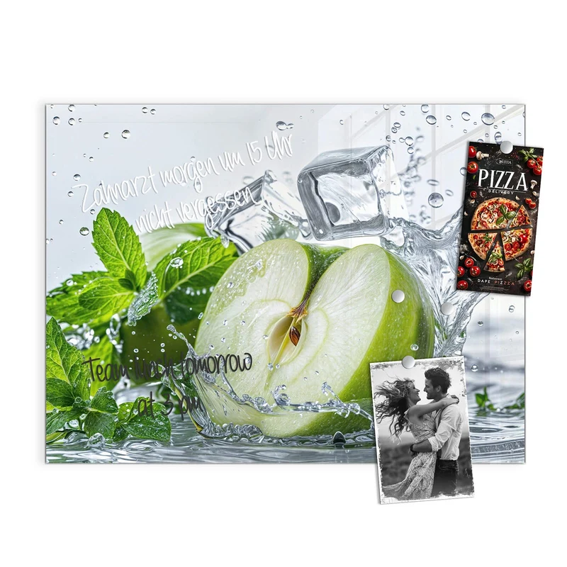 Magnettafel - Grüner Apfel mit Minze