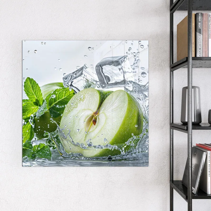 Magnettafel - Grüner Apfel mit Minze