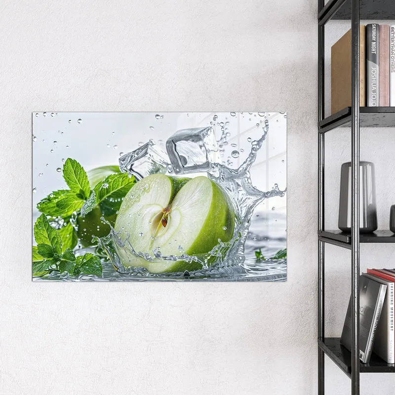 Magnettafel - Grüner Apfel mit Minze