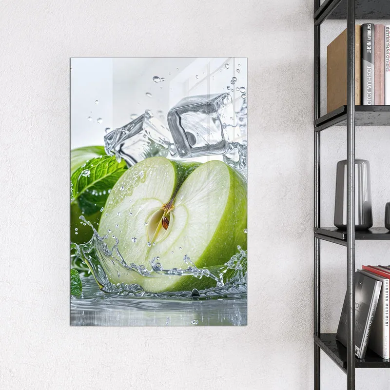 Magnettafel - Grüner Apfel mit Minze