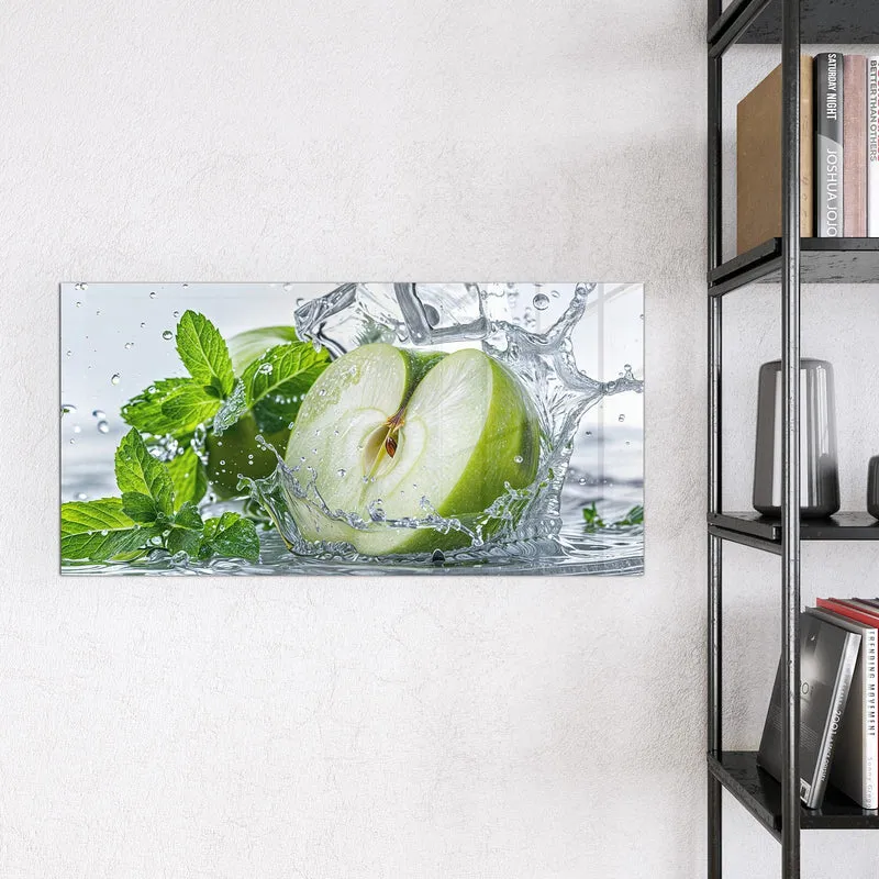 Magnettafel - Grüner Apfel mit Minze