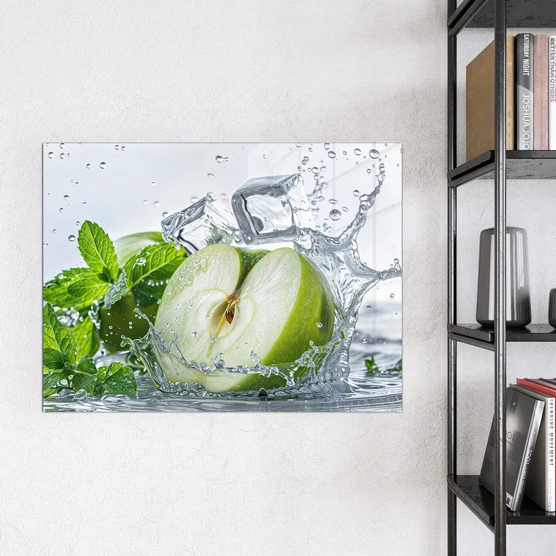 Magnettafel - Grüner Apfel mit Minze