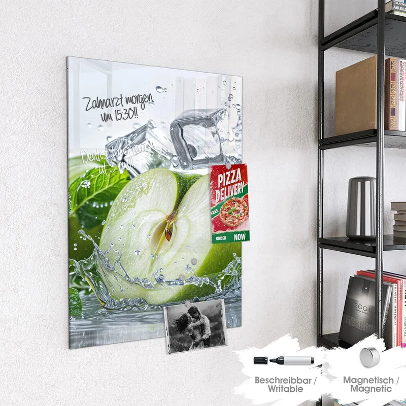 Magnettafel - Grüner Apfel mit Minze