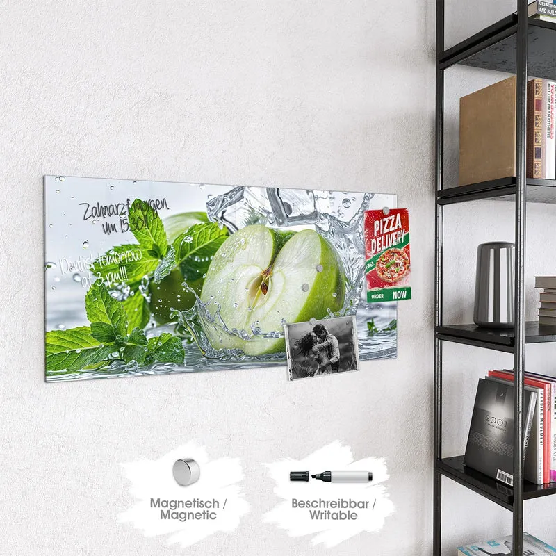 Magnettafel - Grüner Apfel mit Minze