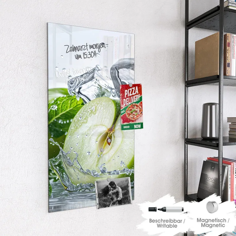 Magnettafel - Grüner Apfel mit Minze