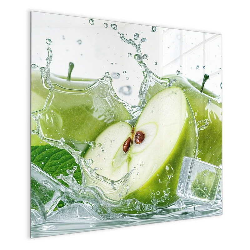 Magnettafel - Grüne Äpfel mit Eis