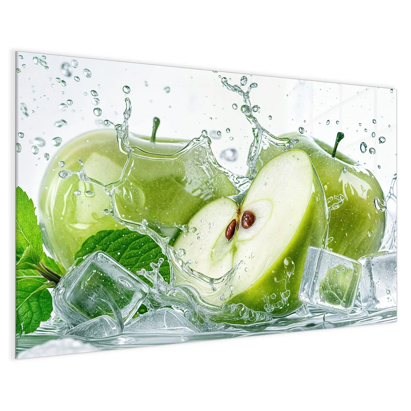Magnettafel - Grüne Äpfel mit Eis