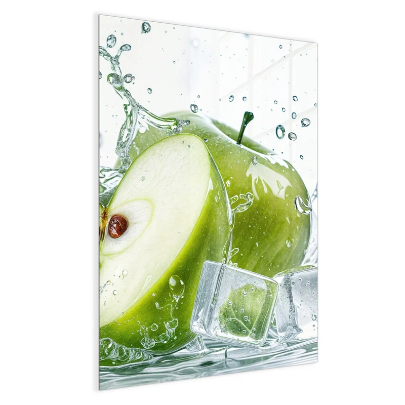 Magnettafel - Grüne Äpfel mit Eis