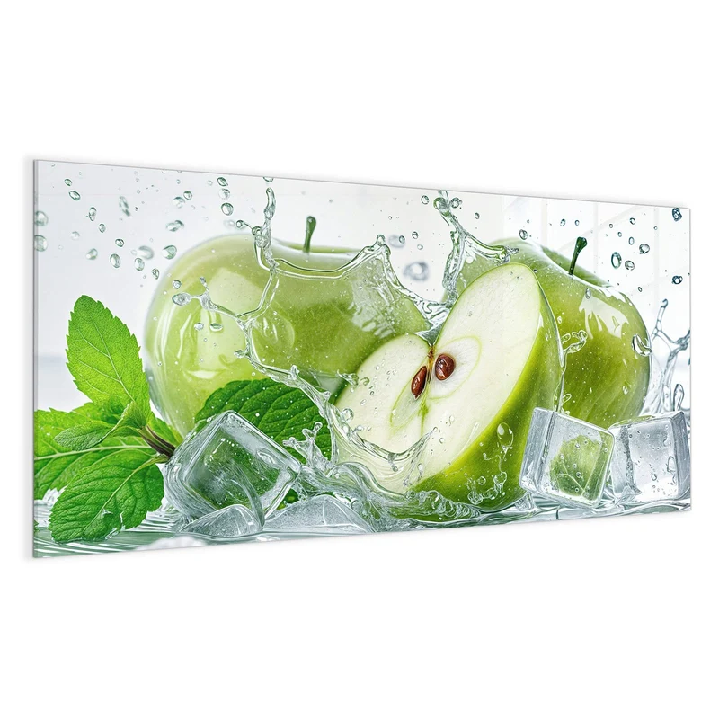 Magnettafel - Grüne Äpfel mit Eis
