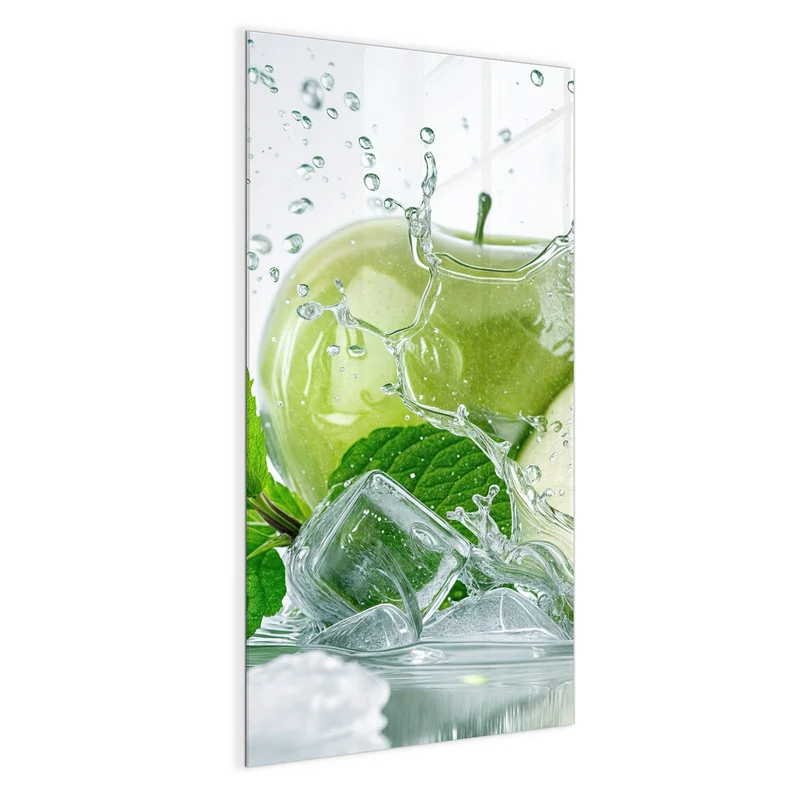 Magnettafel - Grüne Äpfel mit Eis