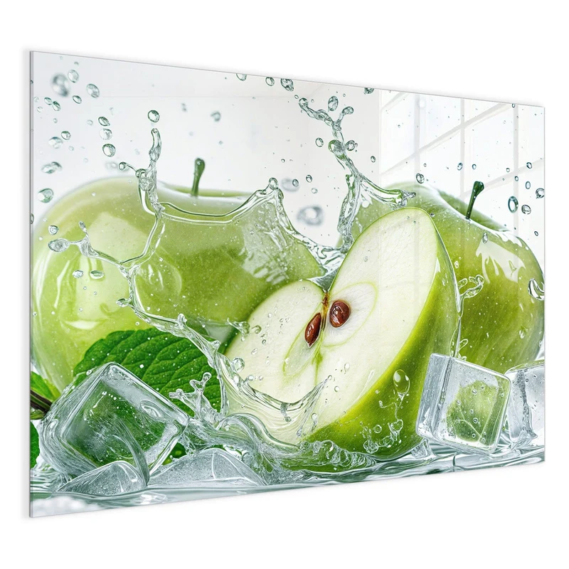 Magnettafel - Grüne Äpfel mit Eis