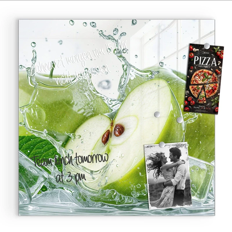 Magnettafel - Grüne Äpfel mit Eis