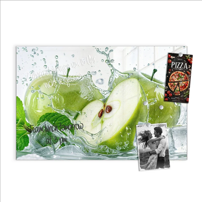 Magnettafel - Grüne Äpfel mit Eis