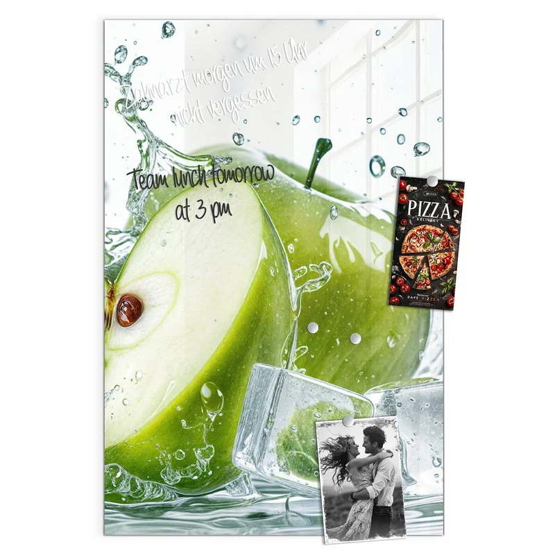 Magnettafel - Grüne Äpfel mit Eis