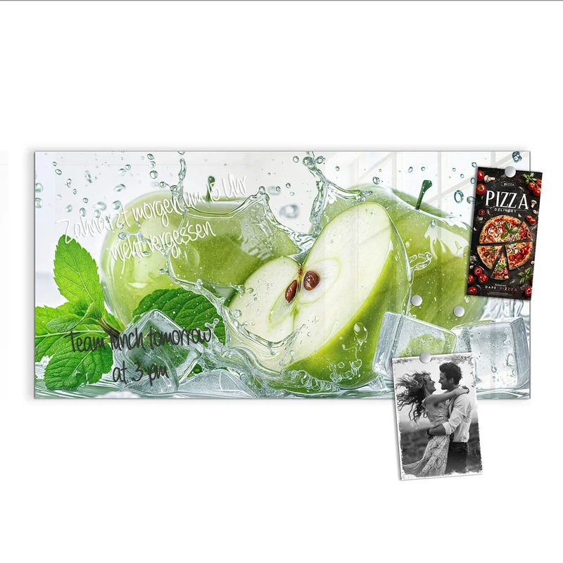 Magnettafel - Grüne Äpfel mit Eis