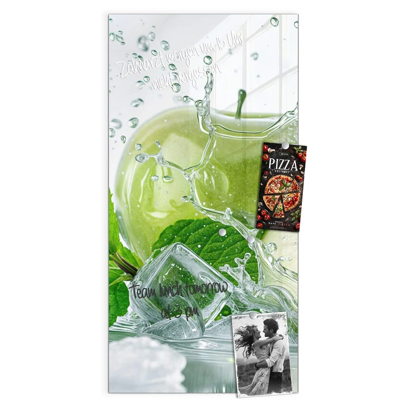 Magnettafel - Grüne Äpfel mit Eis