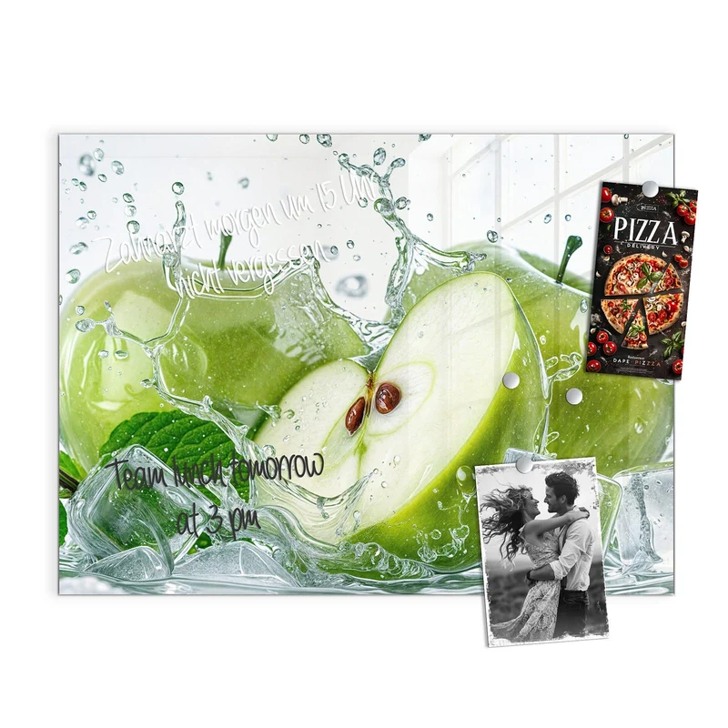 Magnettafel - Grüne Äpfel mit Eis