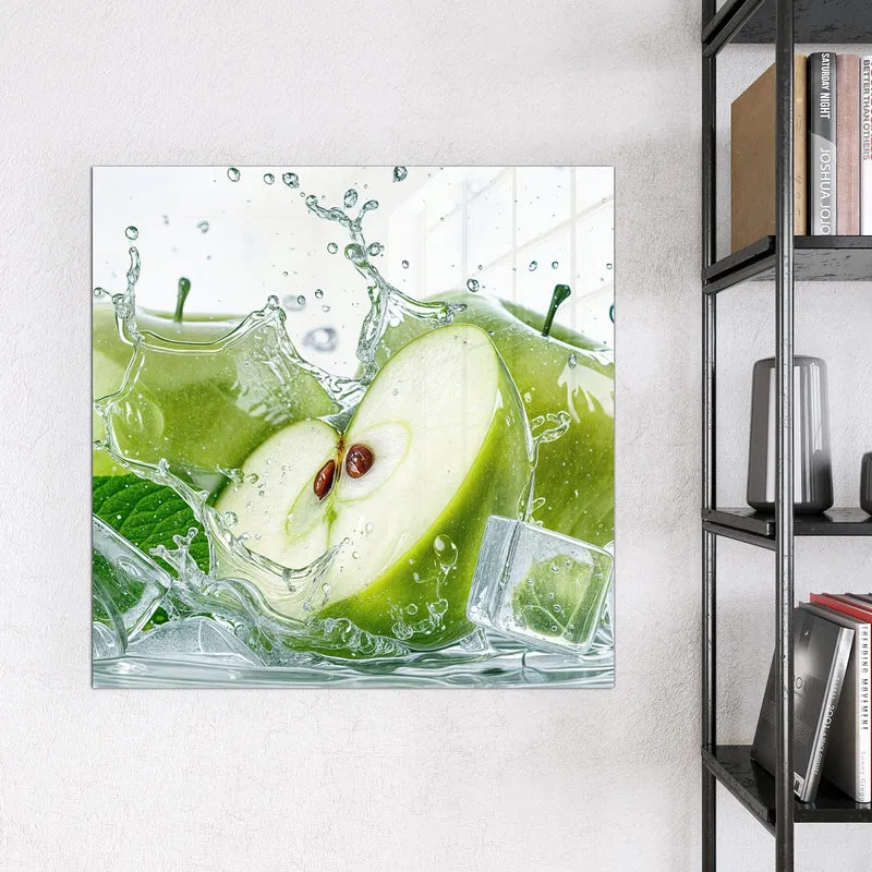 Magnettafel - Grüne Äpfel mit Eis