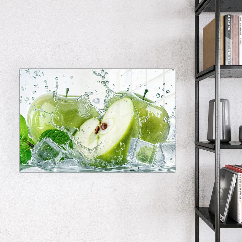 Magnettafel - Grüne Äpfel mit Eis