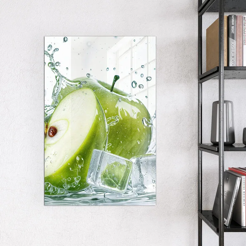 Magnettafel - Grüne Äpfel mit Eis