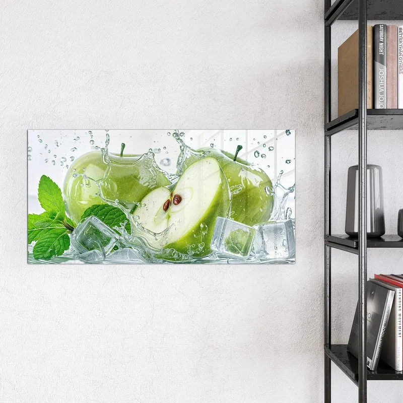 Magnettafel - Grüne Äpfel mit Eis