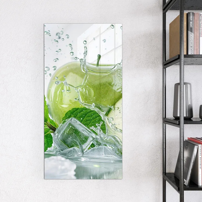 Magnettafel - Grüne Äpfel mit Eis