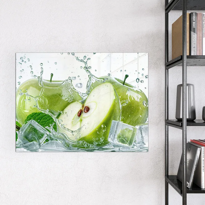 Magnettafel - Grüne Äpfel mit Eis
