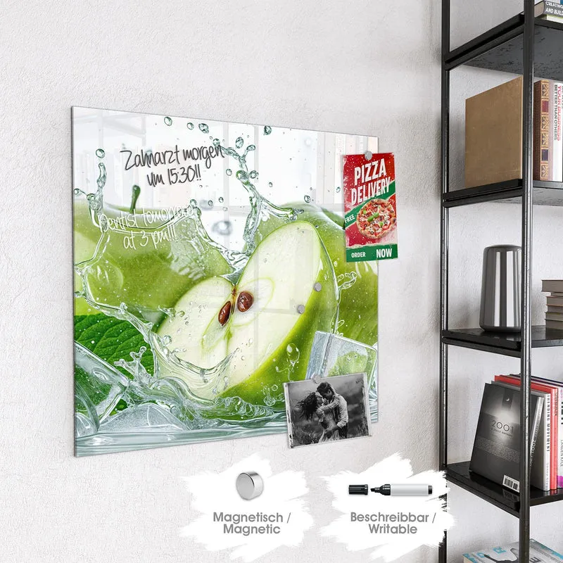 Magnettafel - Grüne Äpfel mit Eis