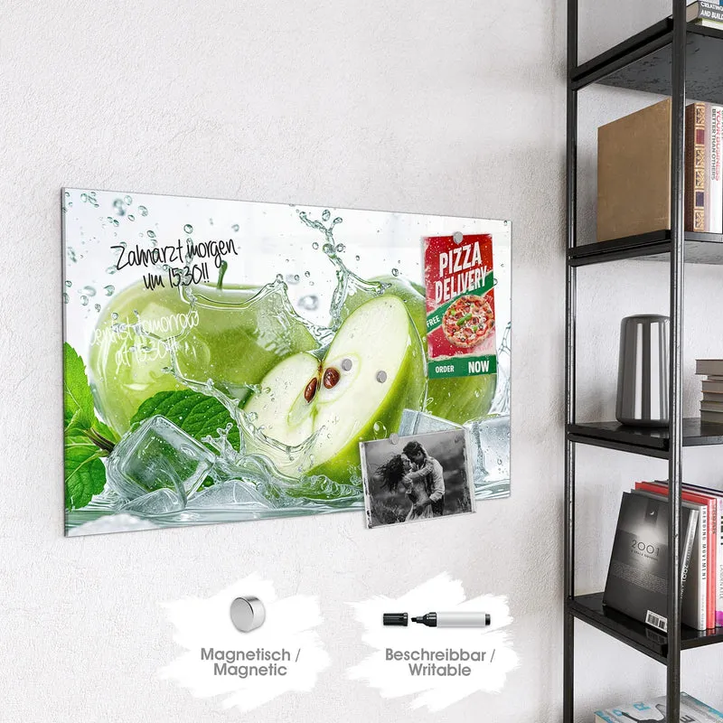 Magnettafel - Grüne Äpfel mit Eis